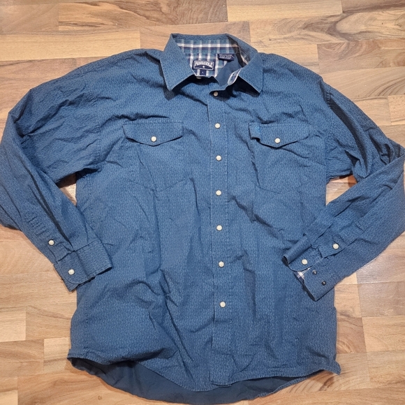 Panhandle Other - Panhandle Slim Blue Snap Front Western Shirt L